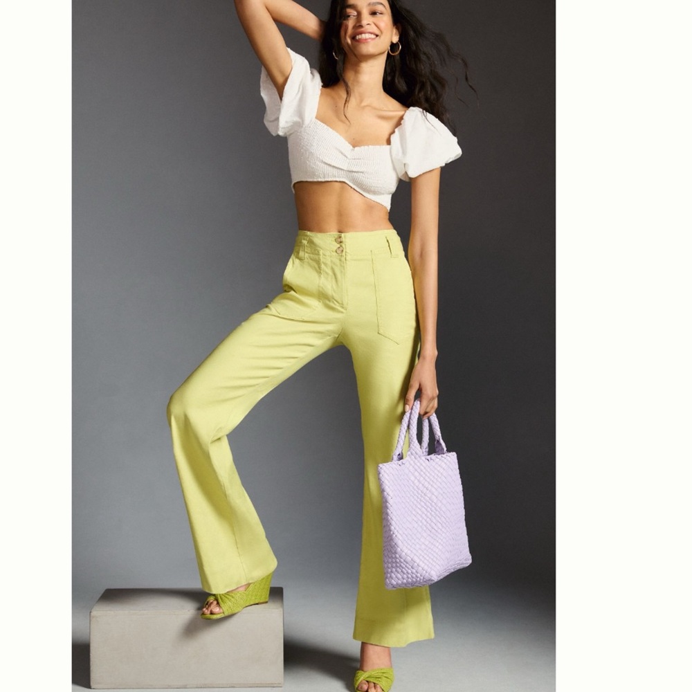 NWT Anthropologie Maeve The Naomi Linen Wide-Leg Flare Pants - Picture 3 of 13